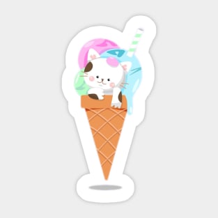 Cat & ice cream Sticker